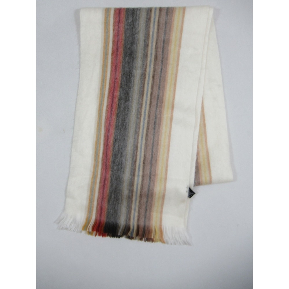 Winterlouvre Alpaca Winter Scarf Women 78" Fringe Beige/Brown Stripe Fuzzy